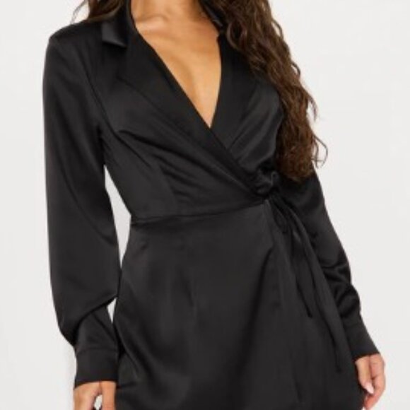 NWT Black.Satin Blazer Maxi Dress with Lace Skirt - Picture 2 of 5